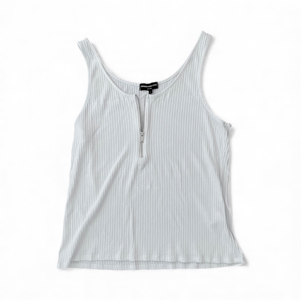 Generation Love Amanda White Tank with Gold Zipper Sz Large - Picture 2 of 8